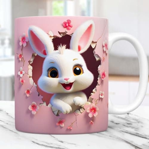 Liemuao Tasse en Céramique 325 ml, Tasse à Café 3D Mug Mignon Chat, Tasse Mug Cadeau Frère Anniversaire Créative Tasse de Chaton 3D pour amies ou à offrir a la famille (B)