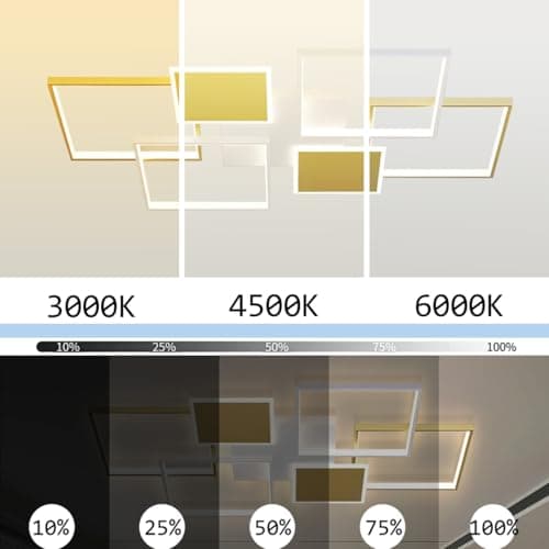 Plafonnier LED moderne Dimmable avec télécommande, lampe de salon noire plafonnier LED plafonnier noir L90 / L110CM plafonnier (L90CM - Doré)
