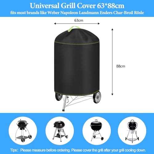 VDISRR Housse Barbecue Exterieur, 420D Oxford Bache Barbecue Exterieur Protection Ø63 x 88 cm, Anti-Vent/Solei/l'eau, Housse Plancha Convient la Plupart des Grills