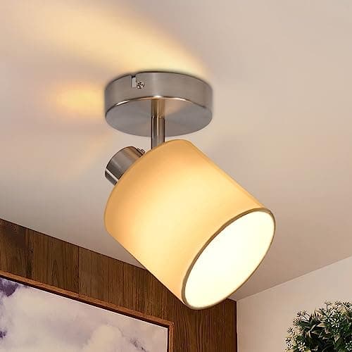 Glitzerlife Spots de Plafond Rails 1 Spot - Plafonnier Blanc Orientable Applique Murale Intérieure E14 Industriel Luminaire Chambre Salon Cuisine Salle à Manger Sans Ampoules