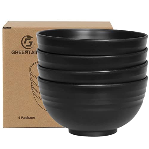 Greentainer Bol 24 OZ, bols à céréales lot de 4 saladiers 700 ml | Bol à fruits, bol à soupe pour enfants et adultes | Léger et incassable | Passe au lave-vaisselle et au micro-ondes | Noir