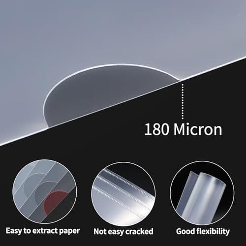 Lot de 40 Chemise Plastique A4 Transparent,Dossiers en Plastique Transparent A4,180 Microns,Pochettes Coins A4 en Polypropylène Pour le Bureau de L'école
