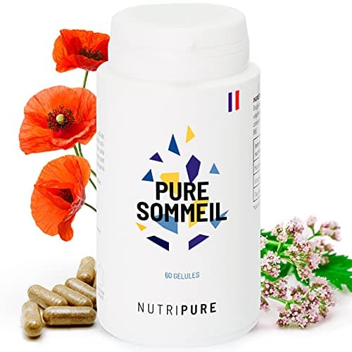 Nutripure | Pure Sommeil 1,9mg | Complément alimentaire pour l’endormissement | Evite les insomnies | Mélatonine, plantes naturelles, Extrait de mélisse bio & valériane | Vegan | 60 gélules | France