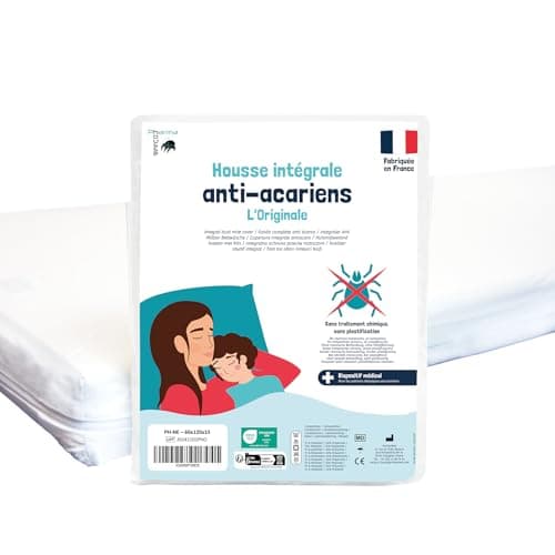 Pharma-Housse - Housse Anti-acariens intégrale pour Matelas - Dispositif médical - Garantie 10 Ans - Housse barrière sans Traitement ni plastification - Fabriquée en France