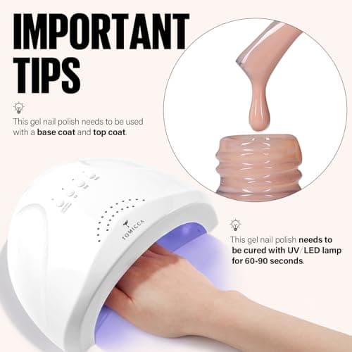 TOMICCA Vernis Semi Permanent Rose Nude Clair, 8ml Soak Off UV LED Vernis à Ongles Gel Semi Permanent Nude Clair pour Nail Art French-Manucure