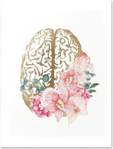 AWKFHF Toile Peinture Anatomie Florale,Coeur Poumon Cerveau médical Tableau Décoration Murale Affiche Clinique Hôpita (3X20X30CM,sans Cadre)