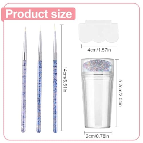 KGDUYC 1set French Manucure - Clear Nail Stamp Gel Nail Brush, Nail Stamp French Pointed Nail Liner Brush Nail Stamp avec tampon encreur Vernis à ongles Stamp pour Nail Art Design Accessoires