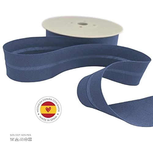 TEXTEX = biais de 30 mm de large. 50 % coton et 50 % polyester. Pièce de 10 m (bleu moyen)