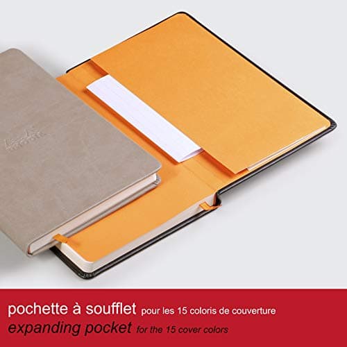 RHODIA 118753C - Carnet Rigide Coquelicot - A5 14,8 x 21 cm - Ligné - 192 pages - Papier Clairefontaine Ivoire 90 g/m2 - Marque-Page, Fermeture Élastique - Couverture Simili Cuir