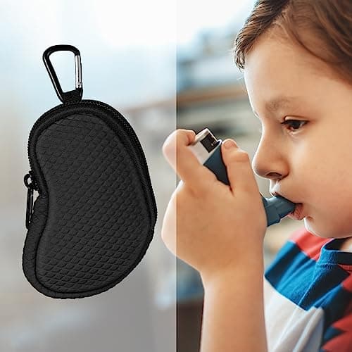 MEDMAX Étui de Transport pour Asthma inhalator, Sac de Rangement léger protection en néoprène avec mousqueton, inhalateur non inclus (étui uniquement) (Noir)