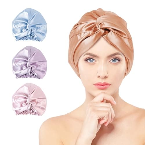 townssilk Bonnet de nuit 100% soie de mûrier pour femme, bonnet de nuit 16 momme en soie, bon pour les cheveux, protège les cheveux, bonnet de nuit en soie, double couche,Cinnamon
