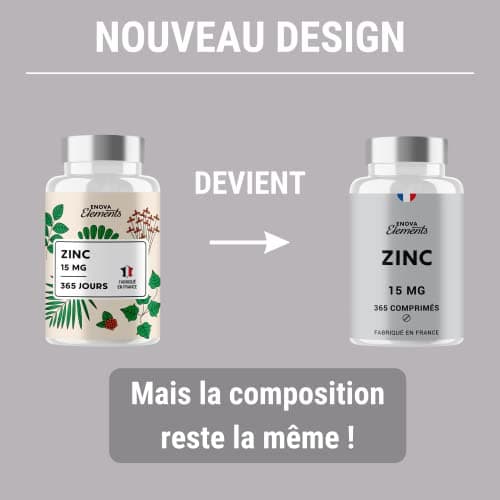 ZINC 15MG - 1 an d’Approvisionnement 365 Comprimés - Immunité, Cheveux, Peau, Ongles, Fonctions Cognitives - Complement alimentaire -Fabriqué en France