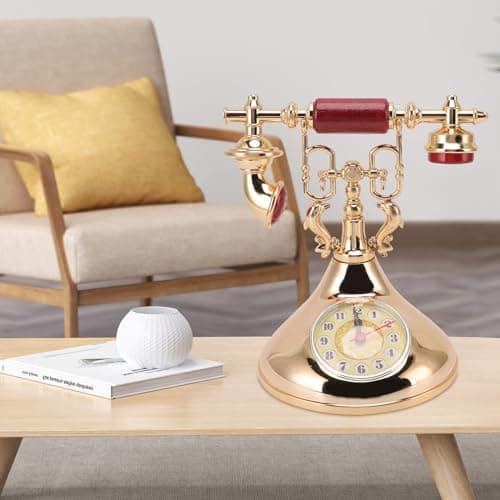 Topyond Réveil Téléphonique Rétro, Réveil Téléphonique Vintage, Réveil Téléphonique Vintage élégant Unique Alimenté par Batterie pour Le Bureau du Café à la Maison(YF020-2) Cadeau Femme