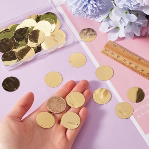 GORGECRAFT 500PCS Paillettes Plates et Rondes de 25mm Paillettes Amples avec Trou Couture Artisanat pour la Fabrication de Bijoux Mariage Vêtements de Mariée Broderie Artisanat Embellissement Citron