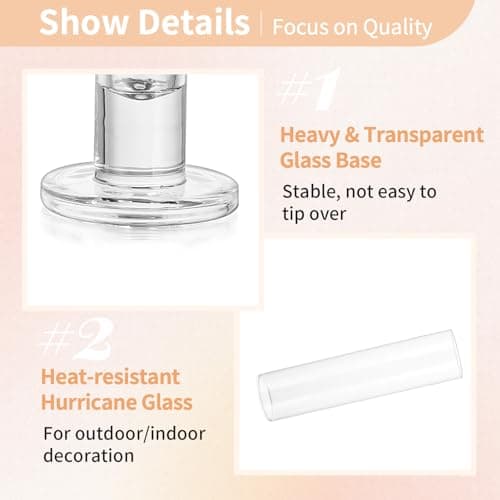 NUPTIO Porte-Bougies en Verre Bougies Coniques - 10 Pcs Porte-Bougies en Verre Bougies Coniques, Abat-Jour Verre Transparent Bougies Coniques Moderne Mariage Noël Table Feu de Cheminée