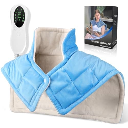 Fdlscpem Coussin Chauffant dos Electrique Epaule et Nuque 52×47cm, 10 Niveaux de Chaleur, 3 Minuterie d'arrêt Automatique, Soulager la Douleur Cou, Épaules et Dos, Chauffage Rapide, Lavable en Machine