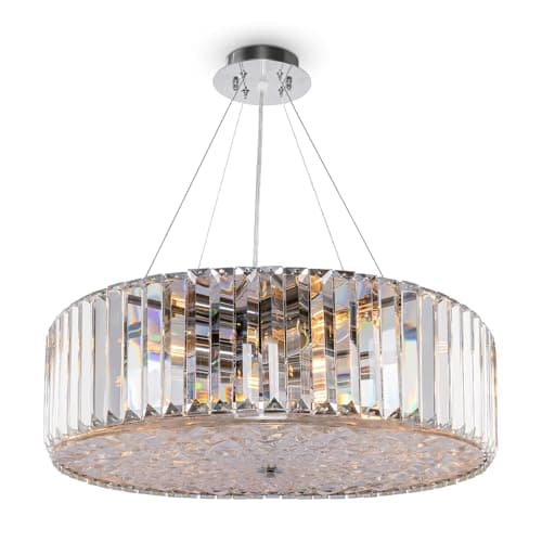 MAYTONI DECORATIVE LIGHTING Lustre à suspension en cristal grand moderne rond style contemporain, en métal couleur chrome excl 8 x 60W E27 230V