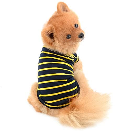 PAIDEFUL Vêtements pour petits chiens, chats, garçons et filles, été à rayures classiques T-shirt gilet respirant en coton T-shirt sans manches Chihuahua Yorkshire