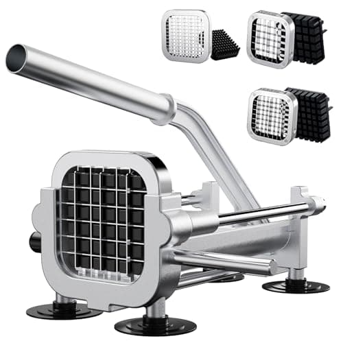 Eascandy Coupe-frites professionnel, Trancheuse à pommes de terre en acier inoxydable 12,7 mm et 9,5 mm et 6,35mm, Coupe-pommes de terre robuste pour patates douces, carottes, ignames et concombres.
