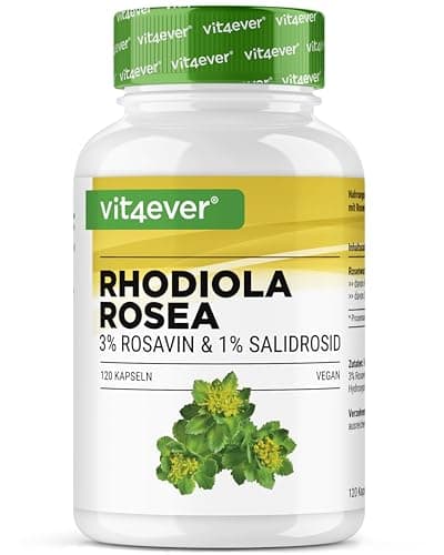 Rhodiola Rosea -120 gélules de 500 mg - Véritable Extrait -Matière première de qualité supérieure: 3% de rosavine & 1% de salidroside -100% d'extrait de racine de rose musquée - Hautement dosé - Vegan