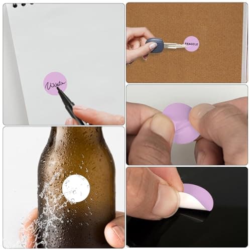 FINDAT Violet Étiquette Thermique Ronde 25 mm Rouleau Vinyle Cercle Imprimable Gommette Autocollante pour Bureau Logo Design QR Expédition 500 Pièces