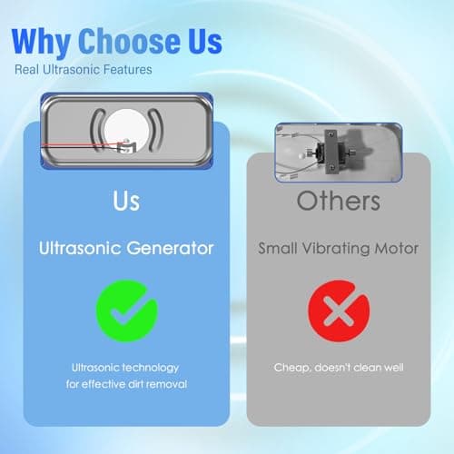 Onherm Nettoyeur à ultrasons 380ml Nettoyeur de lunettes avec 2 modes Nettoyeur à ultrasons portable 45000Hz Nettoyeur à ultrasons pour lunettes Bijoux Montres Dentiers Monnaies