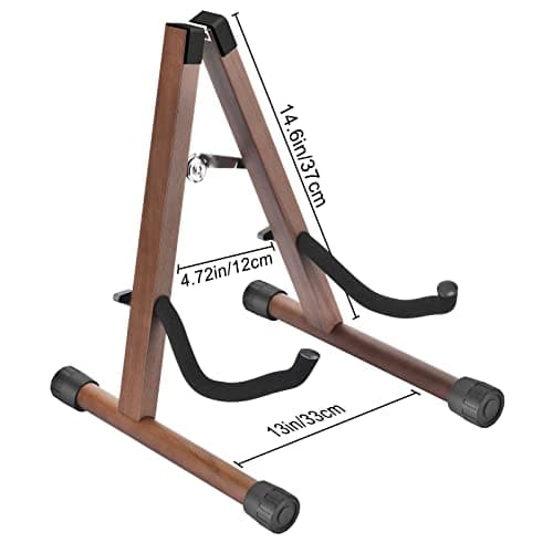 Support Guitare, Support Guitare Electrique en bois avec Caoutchouc Antidérapant et bras en Mousse Souple, Support Guitare Acoustique Portable et Pliable, Facile à Assembler