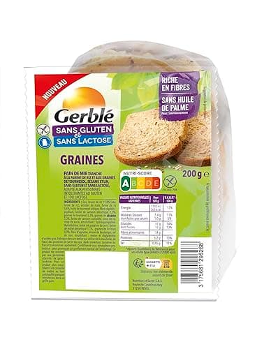 Gerblé Pain de Mie aux Graines - Sans Gluten et Sans lactose - Riches en fibres - 200g - 221520