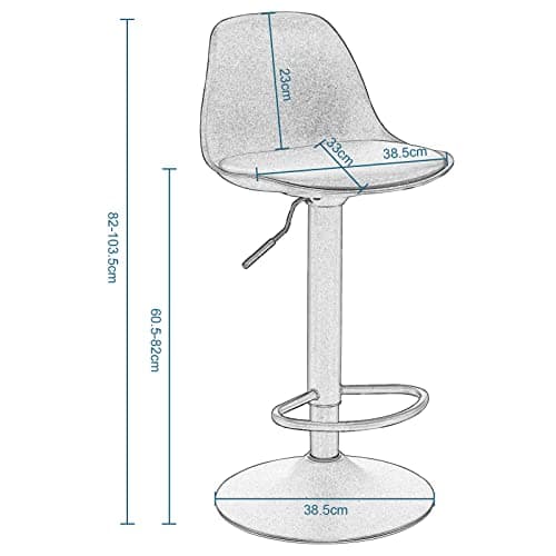 EUGAD 1 X Tabouret de Bar en Cuir synthétique Noir réglable en Hauteur et pivotant à 360 °,0651BY-1