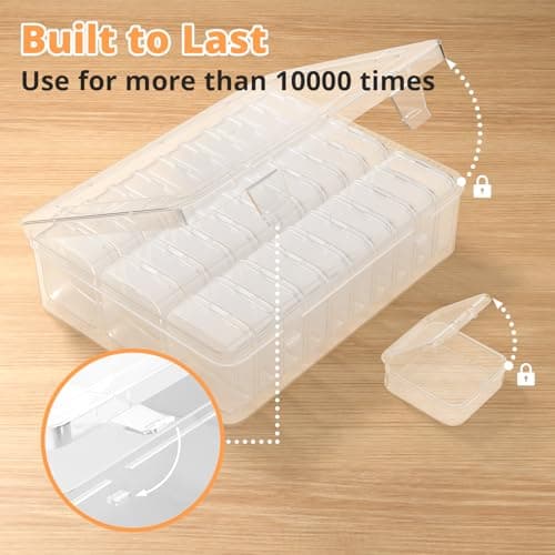 Mathtoxyz Lot de 31 petites boîtes de rangement en plastique transparent avec couvercle à charnière et rectangulaire pour la fabrication de bracelets, bijoux, loisirs créatifs, ongles