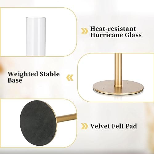Glasseam Bougeoir en Verre Transparent, Bougeoirs en Or Mat pour Bougies, Lot De 6 Grands Bougeoirs, Support De Bougie Bougeoirs De NoëL DéCoration pour Tables De Salle à Manger