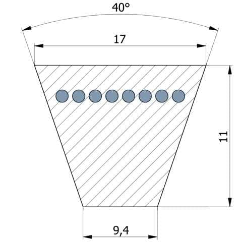 Courroie trapézoïdale classique 17 x 1099 Li - B43,25 - DIN 2215
