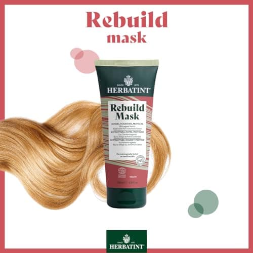 Herbatint Rebuild Mask, Masque Réparateur Bio - 200 ml | Nourrit, Répare et Protège les Cheveux Abîmés ou Stressés | Formule Exclusive à la Kératine Végétale | 99% d'Ingrédients Naturels, Vegan