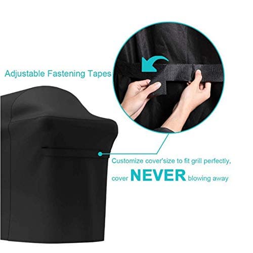 Nifogo Housse de Barbecue, BBQ Couverture Imperméable au Barbecue, Bache de Protection Barbecue Housse avec Poche et Cordon Ajustable, Anti-poussière Anti-UV et Durable (145x61x117cm)