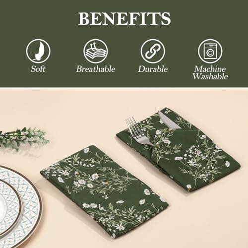 Arquiel Serviettes de Table Lot de 6, Serviettes en Tissu 100% Coton Doux et Confortable Réutilisables Serviettes pour Le dîner en Famille Mariage Cocktail Cuisine(45 cm x 45 cm)