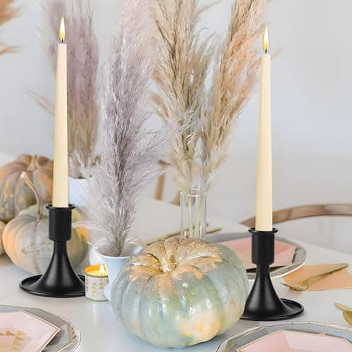 LALAGO Lot de 6 bougeoirs en métal - Inserts de bougies - Bougeoirs dorés pour mariage, Thanksgiving, Noël (noir)