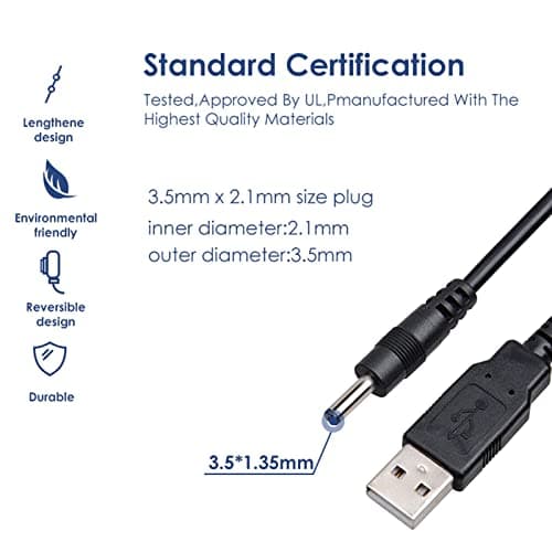 Cordon D'alimentation USB, 3 Pièces de Cordon D'alimentation USB Ligne de Câble DC 5V Jack Câble de Charge 3,5 X 1,35 Mm Double Couche D'isolation en PVC, Câbles USB
