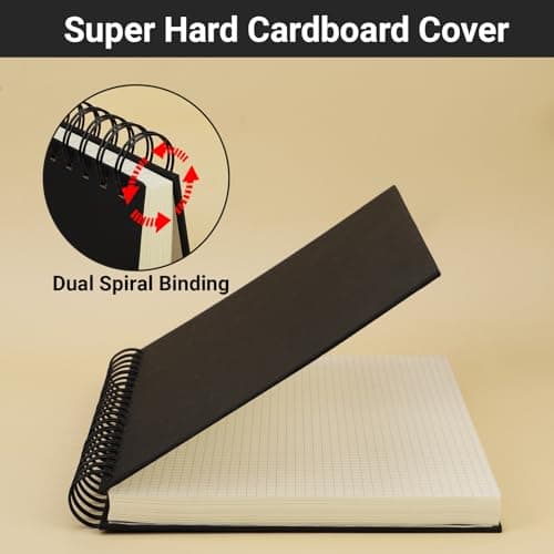 Yarotm Spirale Carnet A5 - Cahier de Note Petit Carreaux 1 Pièce - Carnet de Notes A5 100g / m2 Papier - 240 Pages Cahier a Spirale Carreaux 5mm - A5 Bloc Note Croquis Journal Rigide, Noir