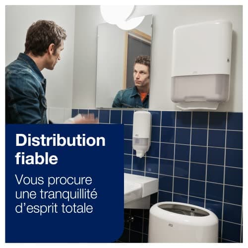 Tork Pack de démarrage pour mini distributeur murale d'essuie-mains pliés en V blanc H3, économique, distributeur et 1 consommable, 953101