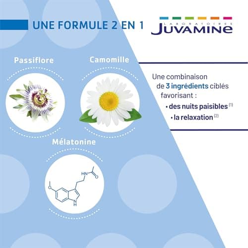 JUVAMINE Expert'Nature Sommeil Mélatonine Passiflore Camomille 60 Gélules