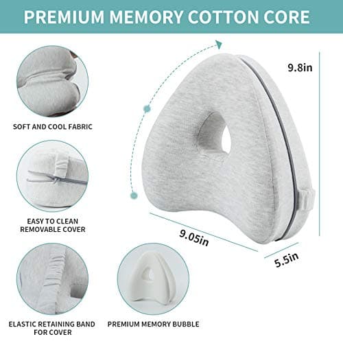 Oreiller de Jambe Oreiller de Genou Oreiller de Couchage Latéral Ergonomique avec Oreiller en Mousse à mémoire de Forme optimale pour Dormeurs sur Le côté Oreiller de Positionnement avec Housse