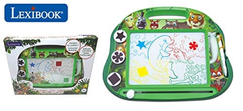 Lexibook- Ardoise Magique Multicolore Animaux, Jouet Artistique et créatif pour Filles et garçons, Magnétique avec Stylet et tampons pour Dessiner, Vert, CRANX550 3 plus ans