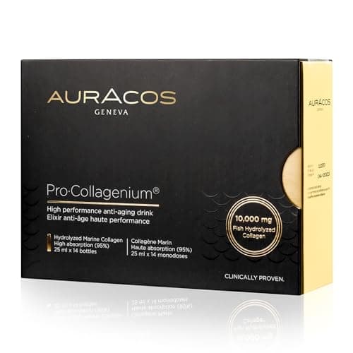 Pro Collagenium Anti-Âge 14 Fioles de 25 ml | Collagène Marin Super Concentré à 10.000mg | Peau lisse & Tonique, Signes de l’âge retardés | Auracos