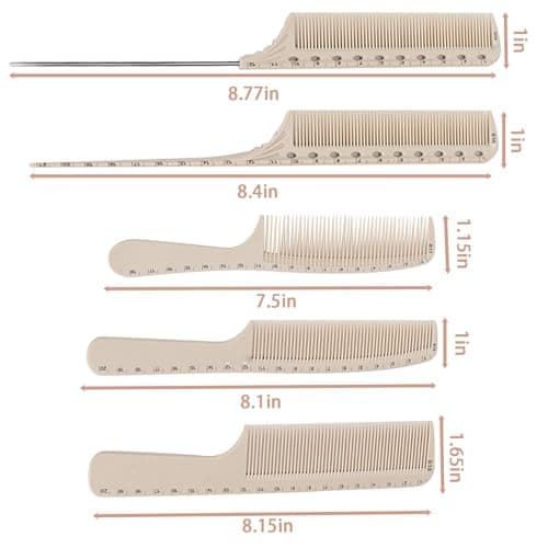 Lot de 10 Peignes Professionnels de Coiffure, Peigne en Fibre de Carbone avec échelle, Brosse à Cheveux Antistatique Résistante à la Chaleur, pour Salon de Coiffure ou Fournitures de Maison