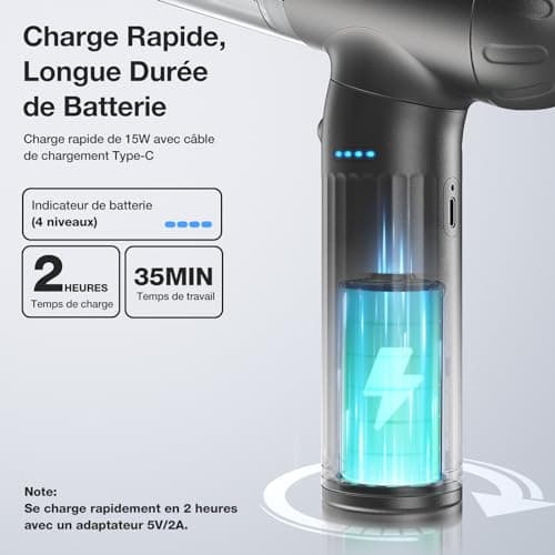MECO ELEVERDE 4 en 1 Aspirateur Voiture Puissant sans Fil, 18KPA Mini Aspirateur à Main Souffleur Air Comprimé avec Moteur sans Balai et Lumières LED pour Voiture, Maison, PC Bureau, Gris