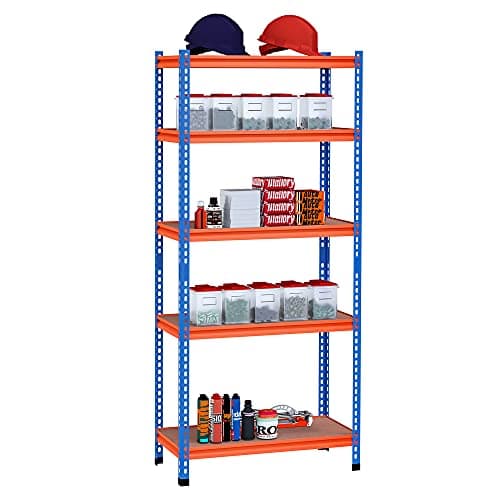 HOMCOM Étagère Charge Lourde en métal à 5 Niveaux étagère de Garage étagère de Rangement capacité 1500 kg 80 x 40 x 182 cm Bleu Orange