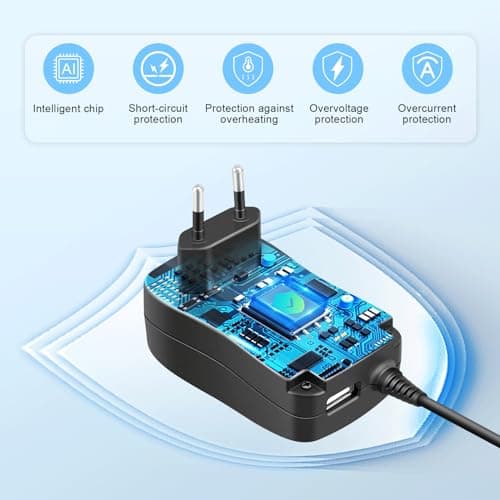 Aroidful 30W Alimentation Universel 12V 9V 7.5V 6V 5V 4.5V 3V et 5V 2.1A USB Port avec 8 Connecteurs DC. Adaptateur Secteur Universel pour Routeur/Haut-Parleur/Epilateur/Mini Fan/Bande Lumiere LED