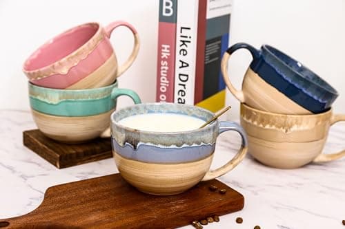 hengshukeji Grandes tasses à café en céramique de 700 ml, bols à soupe avec poignées, tasse à thé extra grande pour bureau et maison