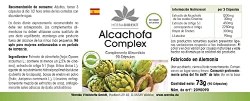 Capsules d'artichaut - à l'ortie et au genièvre - végétalien - 90 capsules | Herba Direkt - Qualité des pharmacies allemandes