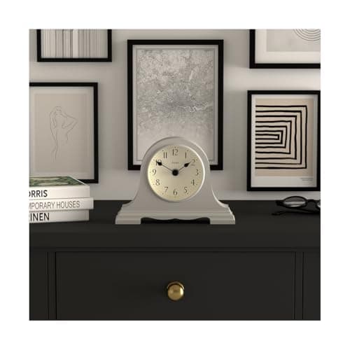 JONES CLOCKS® Speakeasy Horloge de cheminée | Classique Design à Chapeau de Napoléon | Gris | Style Classique Contemporain pour Bureau, Table, étagère ou Table de Chevet